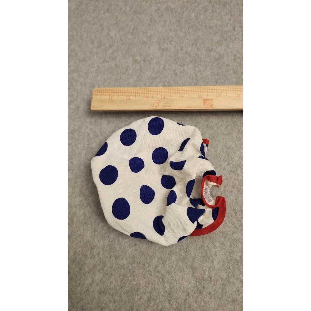 Vtg Carters Baby Bonnet Girls 9 Months White Blue Polka Dot Red Trim USA‎ 80s
